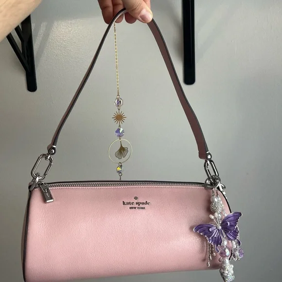 Purple Beaded Butterfly Bag Charm - Picture 5 of 5